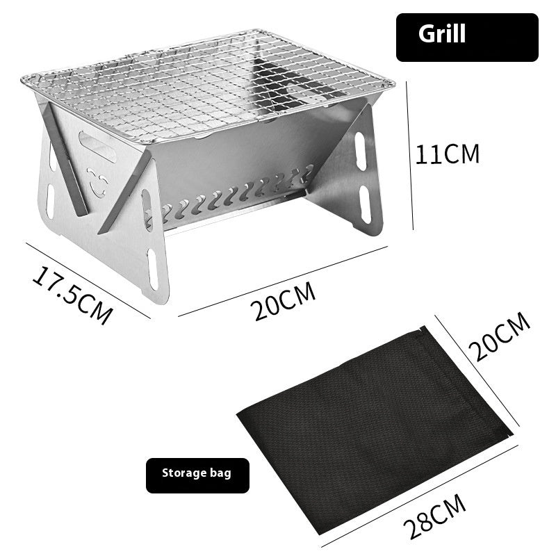 Portable Card-Type Stainless Steel Folding BBQ Grill