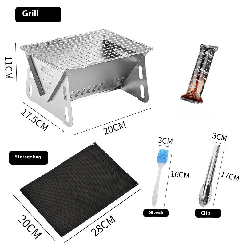 Portable Card-Type Stainless Steel Folding BBQ Grill