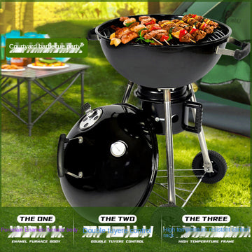 3.5-Inch Portable Charcoal BBQ Grill – Heat & Pressure Resistant Outdoor Cooking