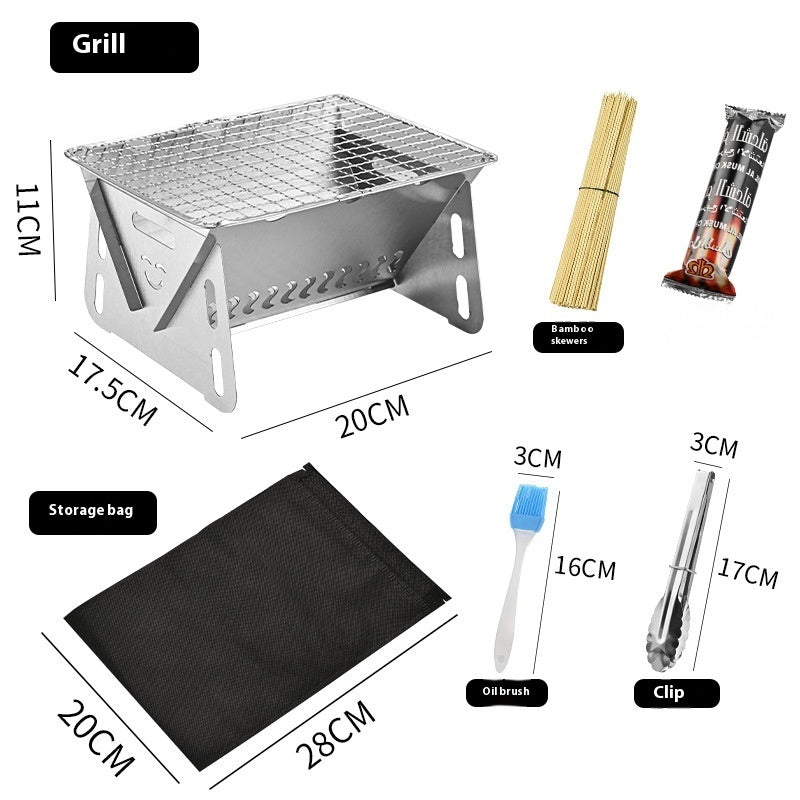 Portable Card-Type Stainless Steel Folding BBQ Grill