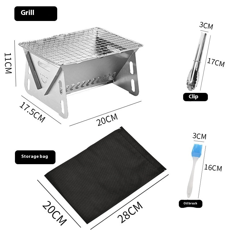Portable Card-Type Stainless Steel Folding BBQ Grill