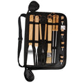 Premium Stainless Steel BBQ Grill Tool Set with Wooden Handle – 9-Piece Portable Barbecue Kit for Outdoor Grilling & Camping