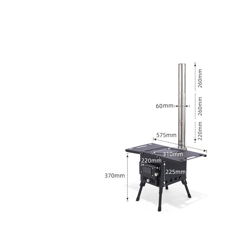 Portable Black Stainless Steel Outdoor Wood Charcoal Stove