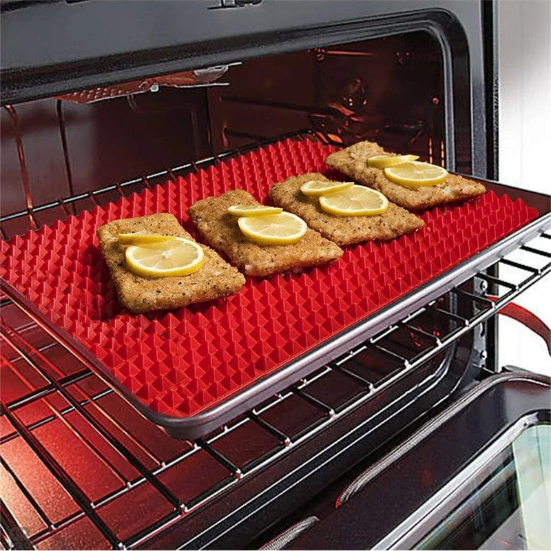Non-Stick Silicone Pyramid Baking Mat – Heat-Resistant BBQ Cooking Grid for Oven & Microwave Use
