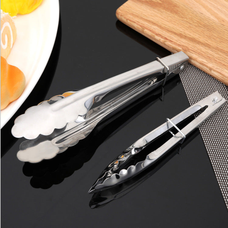 Plum-Shaped Stainless Steel BBQ Steak Tongs – Mirror Polished Food Clamp

