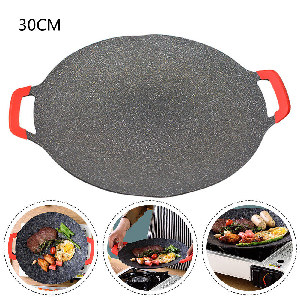 Portable Korean BBQ Grill Plate – Non-Stick Round Maifan Stone Baking Pan (30–36cm)