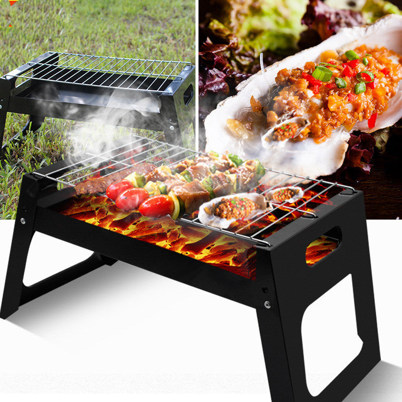 Portable Folding BBQ Grill with Carbon Tray – Easy Clean Outdoor Barbecue for Camping, Tailgating & Backyard Parties
