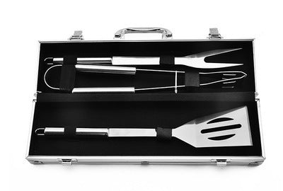Premium Stainless Steel BBQ Grill Set with Aluminum Case – 3/5 Pcs