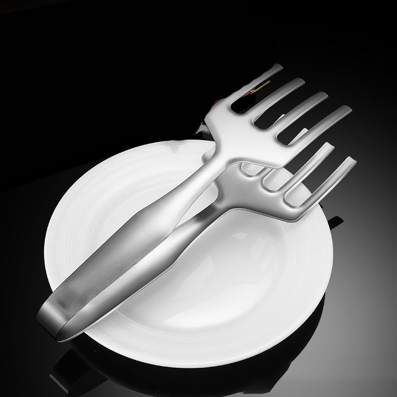 Stainless Steel Steak Frying Spatula & BBQ Tongs with Oil Drain Shovel – Multi-Purpose Kitchen Cooking Utensils