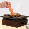 Wooden Base Korean Style Grill Pan – Household Smokeless Baking Tray

