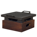 Wooden Base Korean Style Grill Pan – Household Smokeless Baking Tray
