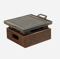 Wooden Base Korean Style Grill Pan – Household Smokeless Baking Tray
