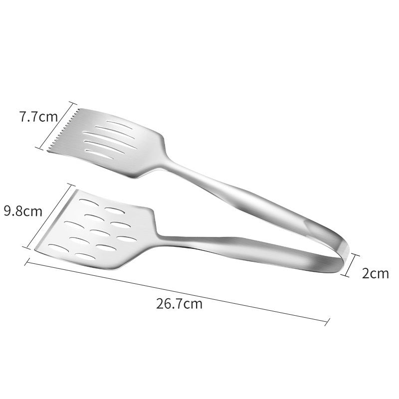 Stainless Steel Steak Frying Spatula & BBQ Tongs with Oil Drain Shovel – Multi-Purpose Kitchen Cooking Utensils
