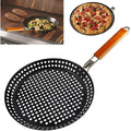 Perforated Iron Frying Pan with Foldable Heatproof Handle