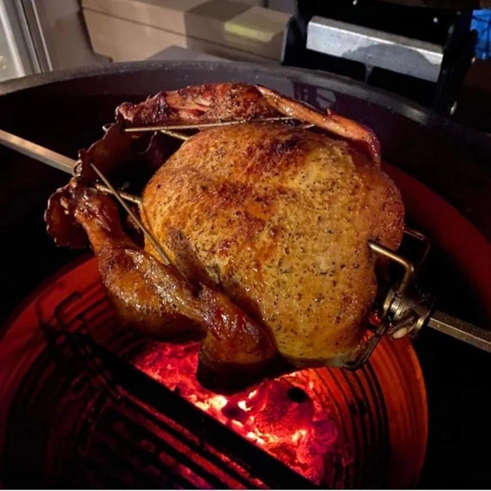 Stainless Steel Turkey Grill BBQ Fork – Heavy-Duty Skewer for Outdoor Party Cooking

