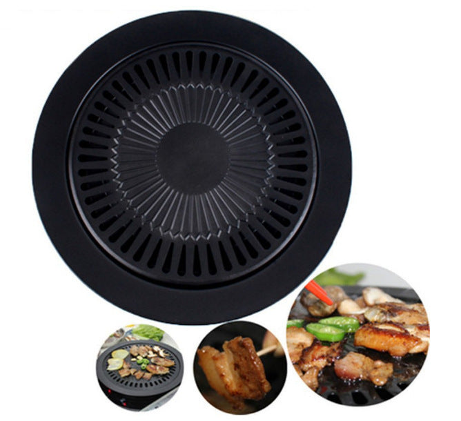 Durable Stainless Steel Non-Stick Barbecue Tray – 32cm Grill Plate for Outdoor Cooking.
