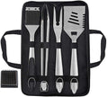 Grilljoy 8PCS Heavy Duty BBQ Grill Tools Set – Extra Thick Stainless Steel Spatula, Fork, Tongs, Grill Cleaning Brush & Portable Storage Bag – Complete Barbecue Accessories Kit for Men
