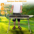 Portable Foldable BBQ Grill – Stainless Steel Charcoal Grill with Non-Stick Frying Pan for Outdoor Cooking, Picnic & Camping 
