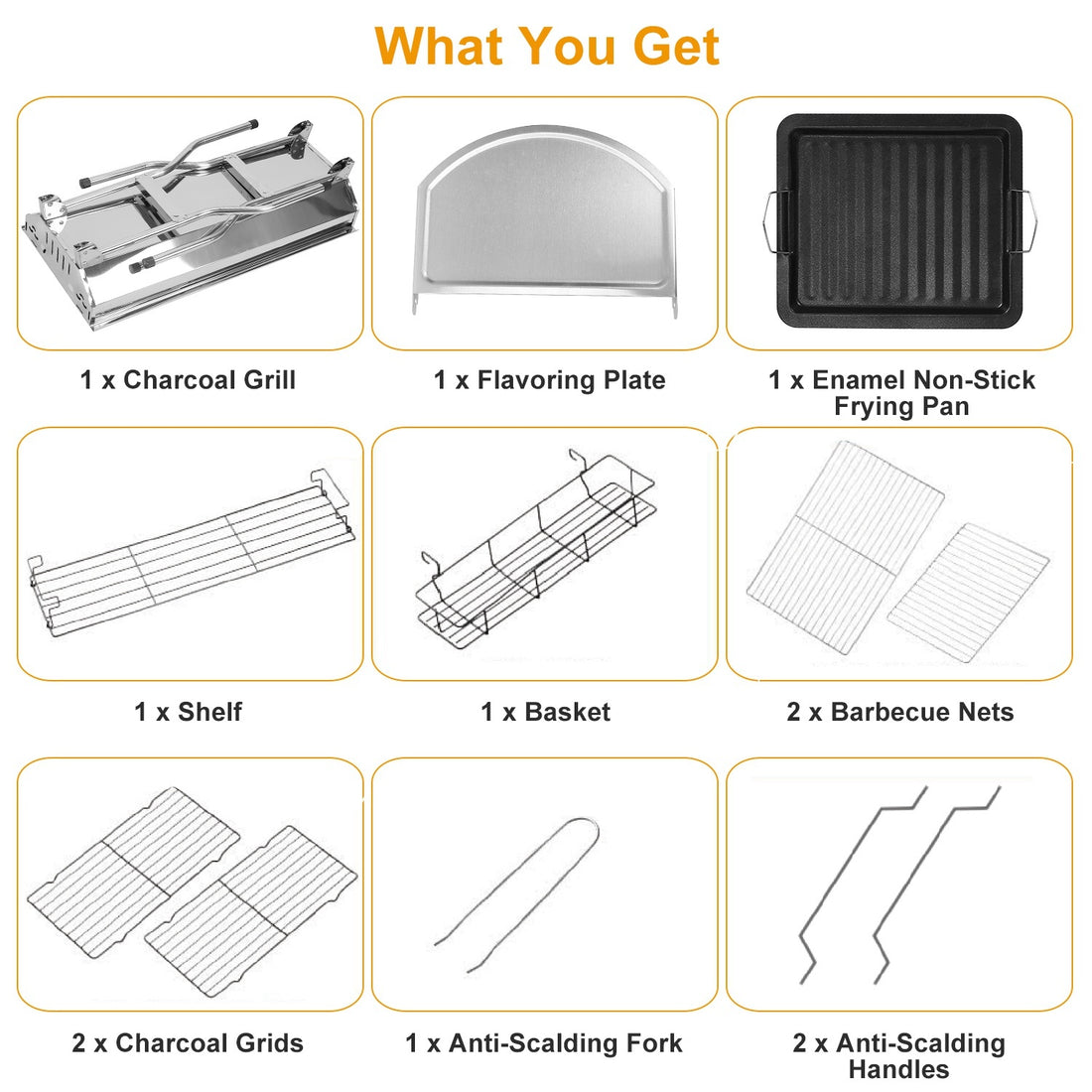 Portable Foldable BBQ Grill – Stainless Steel Charcoal Grill with Non-Stick Frying Pan for Outdoor Cooking, Picnic & Camping 