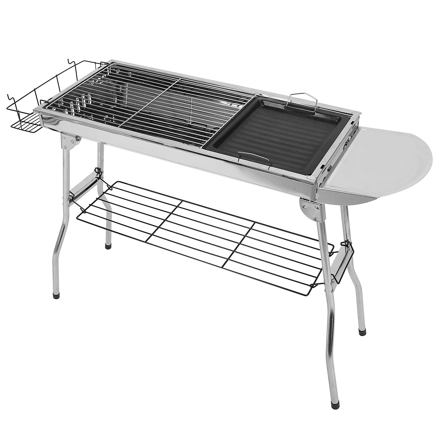 Portable Foldable BBQ Grill – Stainless Steel Charcoal Grill with Non-Stick Frying Pan for Outdoor Cooking, Picnic & Camping 