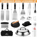 27 PCS Griddle Accessories Kit for Outdoor BBQ & Camping – Professional Flat Top Grill Tool Set with Melting Dome, Burger Press, Spatulas & Carry Bag – Griddle Tools for Men, Dad, Chef Gift
