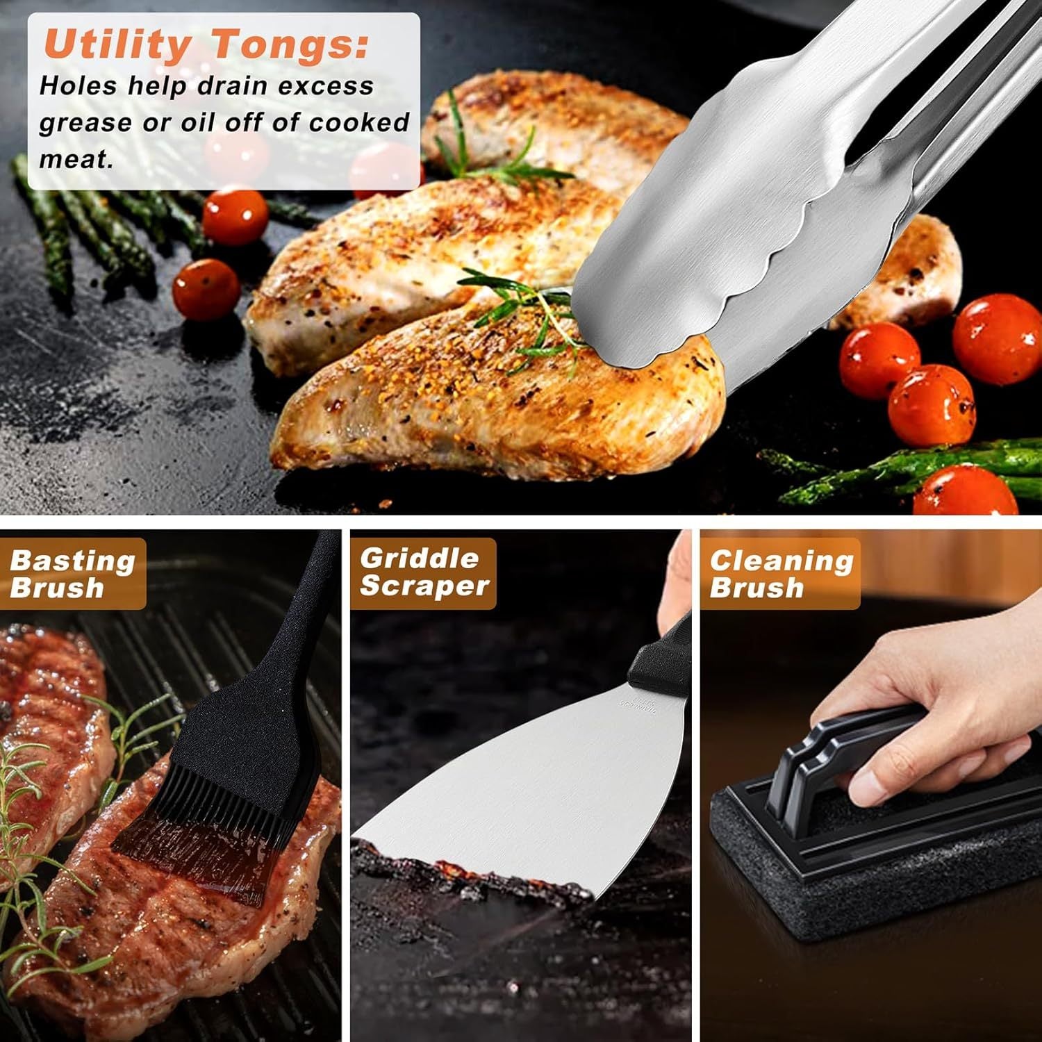 27 PCS Griddle Accessories Kit for Outdoor BBQ & Camping – Professional Flat Top Grill Tool Set with Melting Dome, Burger Press, Spatulas & Carry Bag – Griddle Tools for Men, Dad, Chef Gift
