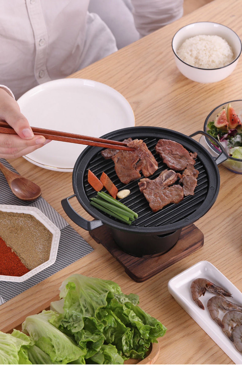 Mini Japanese Style Non-Stick BBQ Grill – Aluminum Dual Burner Stove