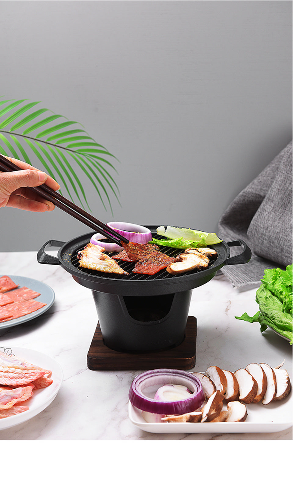 Mini Japanese Style Non-Stick BBQ Grill – Aluminum Dual Burner Stove