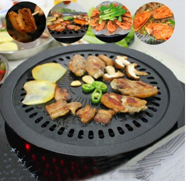 Durable Stainless Steel Non-Stick Barbecue Tray – 32cm Grill Plate for Outdoor Cooking.
