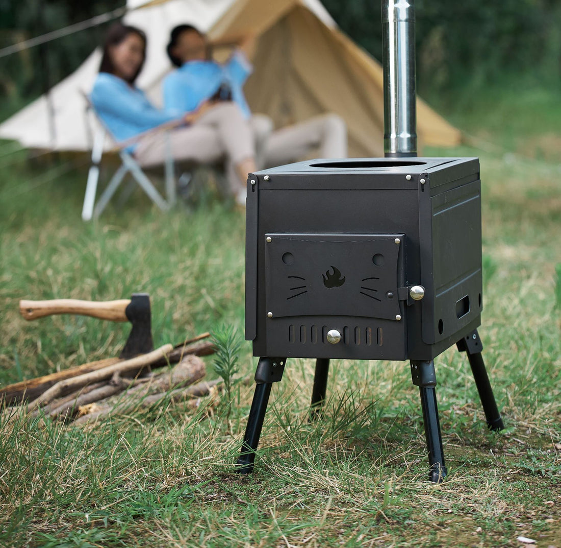 Portable Black Stainless Steel Outdoor Wood Charcoal Stove
