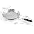 Round Grill Basket with Removable 430 Stainless Steel Wooden Handle