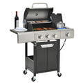 Outdoor 3-Burner Propane Gas Grill with Side Burner & Cover – Stainless Steel BBQ for Camping & Garden Cooking
