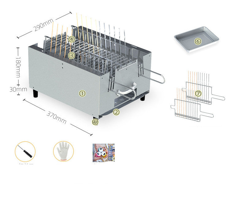Smokeless Stainless Steel Skewer BBQ Grill – Compact & Efficient for 1-2 People
