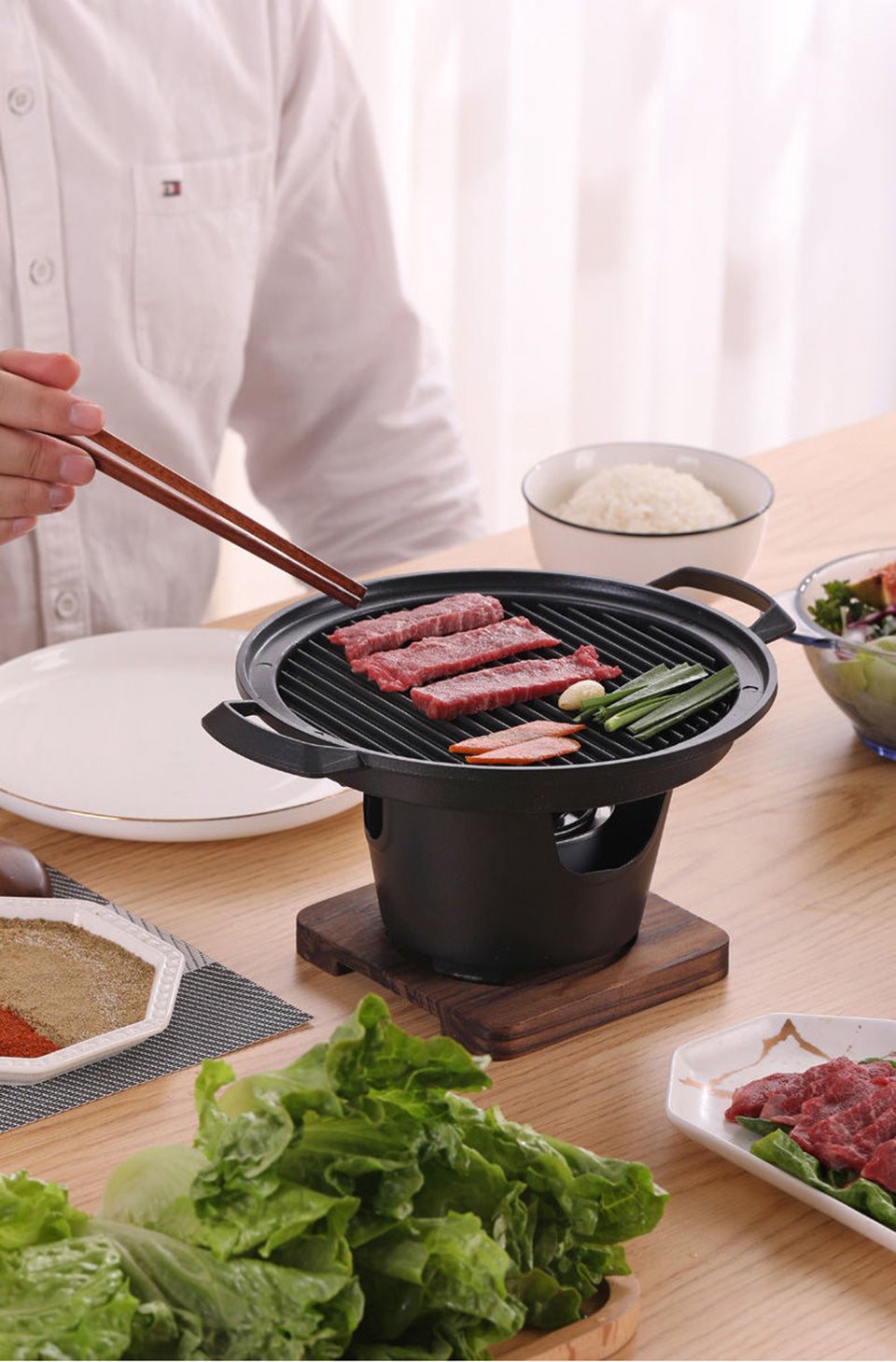 Mini Japanese Style Non-Stick BBQ Grill – Aluminum Dual Burner Stove