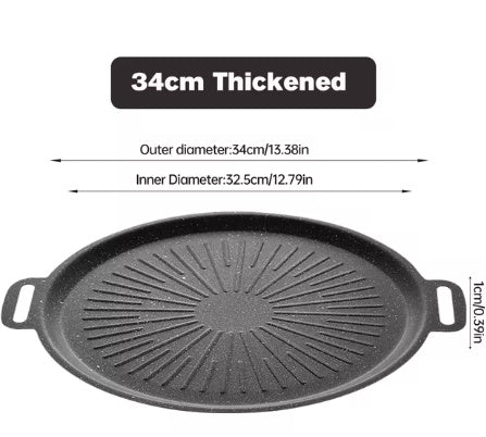 Household Non-Stick Pot Wheat Rice Stone Barbecue Plate – Carbon Steel Round Baking Tray
