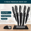 7-Piece High Carbon Stainless Steel Knife Set with Ergonomic Handles, Sharpener & Acrylic Stand – Premium Kitchen Gift Set