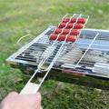 Outdoor Grilling Accessories – Wooden Handle Sausage & Vegetable Barbecue Clip Rack
