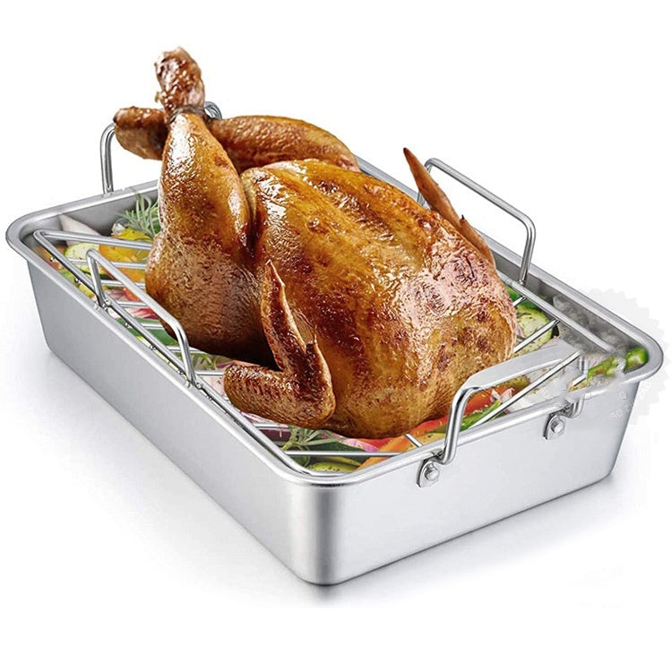  Premium Stainless Steel Baking Tray and Grill Set – 3-Piece Square Outdoor BBQ & Home Baking Cookware