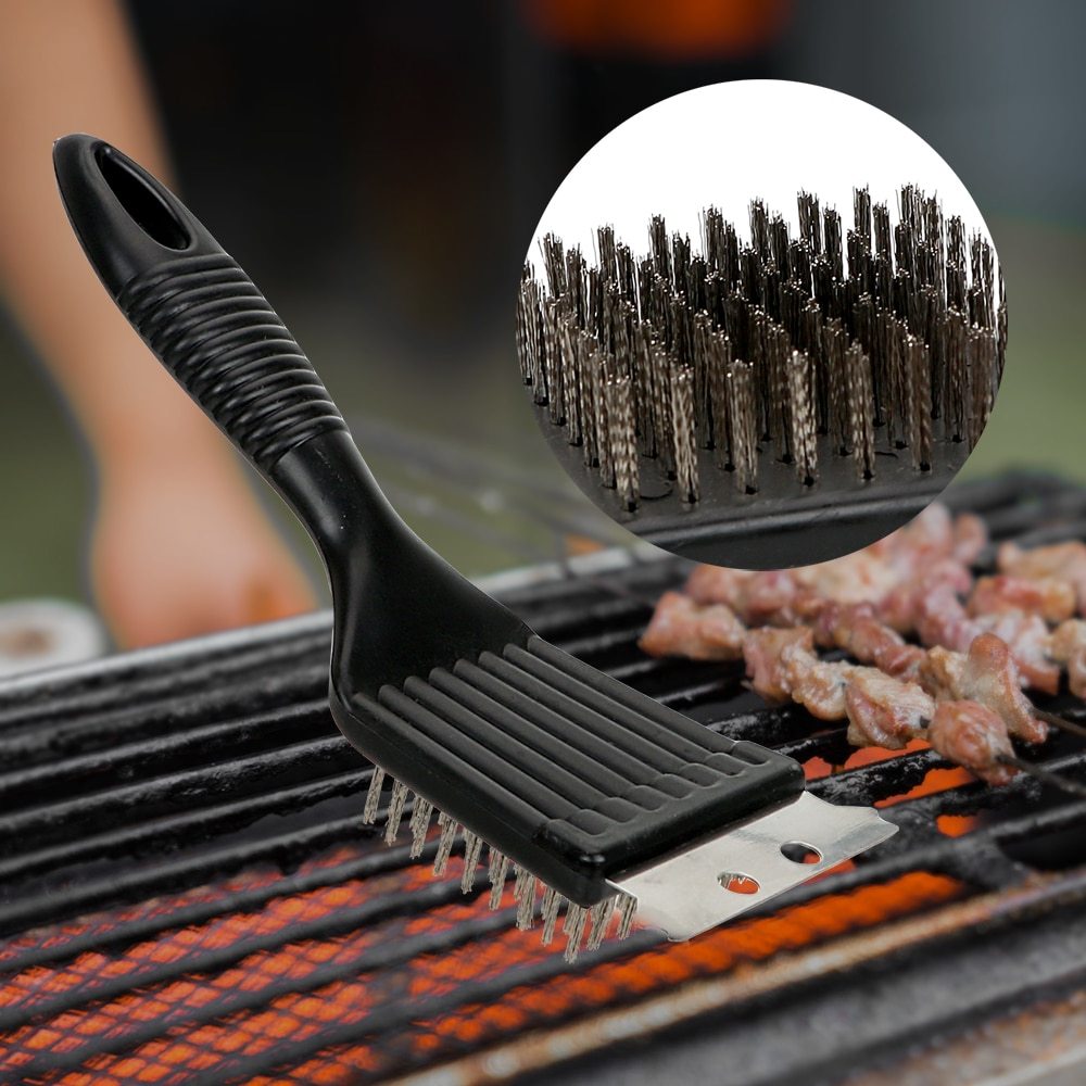  Heavy-Duty Barbecue Grill Brush with Steel Wire and Hanging Handle
