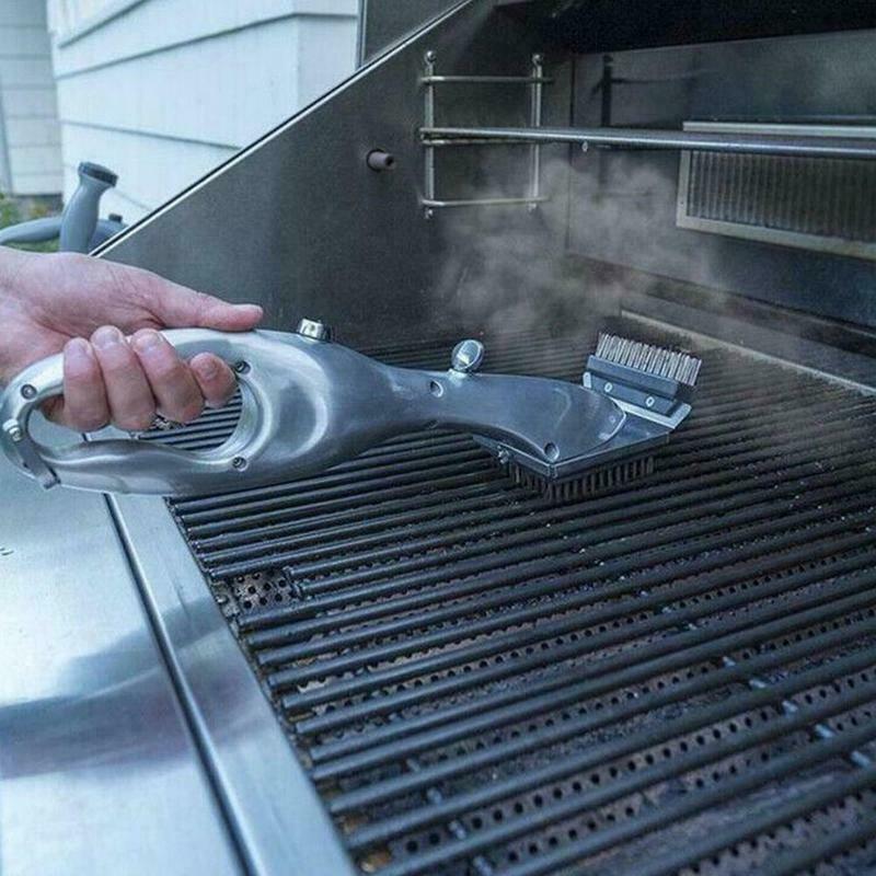 Stainless Steel Grill Steam Cleaning Brush with Heat-Resistant Handle 