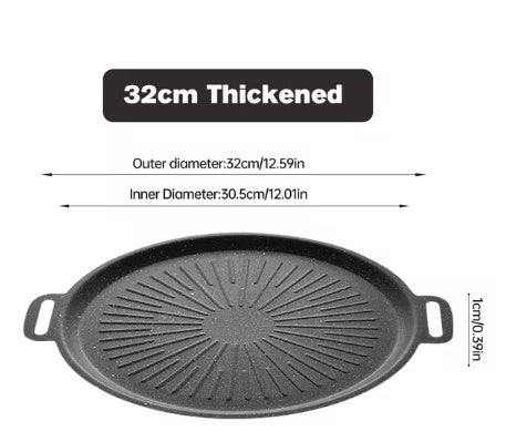 Household Non-Stick Pot Wheat Rice Stone Barbecue Plate – Carbon Steel Round Baking Tray
