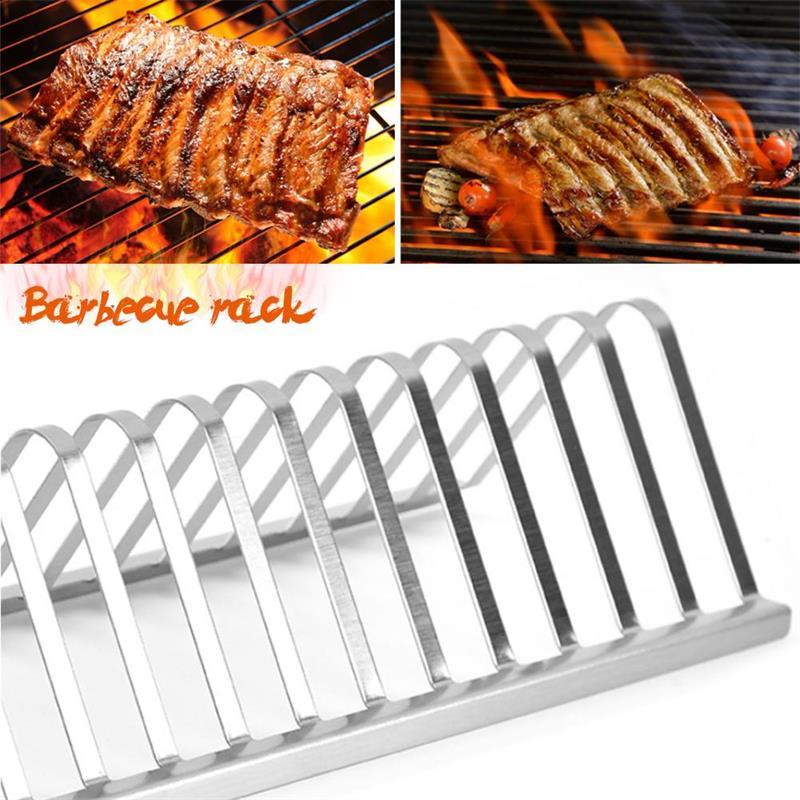 Stainless Steel Rib Rack BBQ Holder – Outdoor Grilling & Smoking Stand for Oven, Charcoal Grill & Picnic
