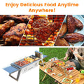 3 in 1 Foldable Charcoal Grill Fire Pit & Slow Cooker | Portable BBQ Grill for Camping & Tailgating - Stainless Steel, Compact & Heat-Resistant
