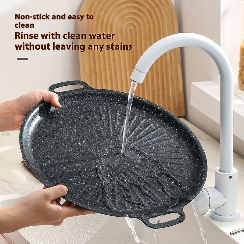 Household Non-Stick Pot Wheat Rice Stone Barbecue Plate – Carbon Steel Round Baking Tray
