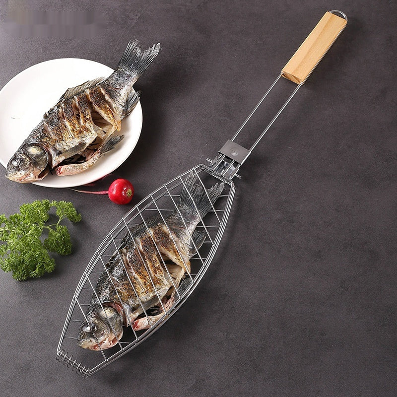 Grilled Fish Clip for BBQ – Removable Toast Clamp Tool | Iron Wire Ship-Style Grill Accessory for Household & Outdoor Cooking
