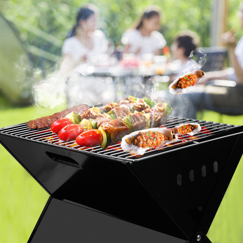 Compact Outdoor X-Type Foldable Stainless Steel BBQ Grill