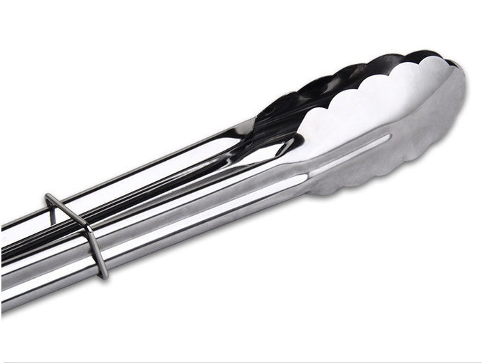 Plum-Shaped Stainless Steel BBQ Steak Tongs – Mirror Polished Food Clamp
