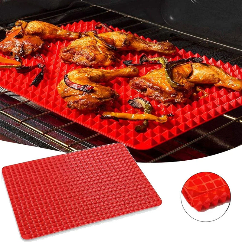 Non-Stick Silicone Pyramid Baking Mat – Heat-Resistant BBQ Cooking Grid for Oven & Microwave Use
