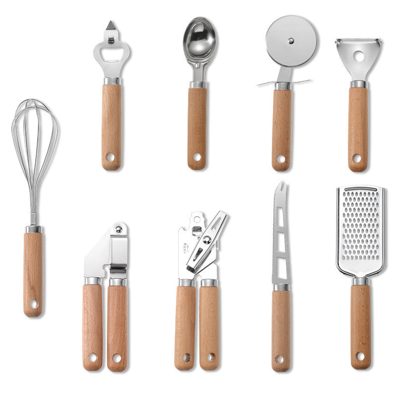 Modern Creative Kitchen Gadget Set with Wooden Handle
