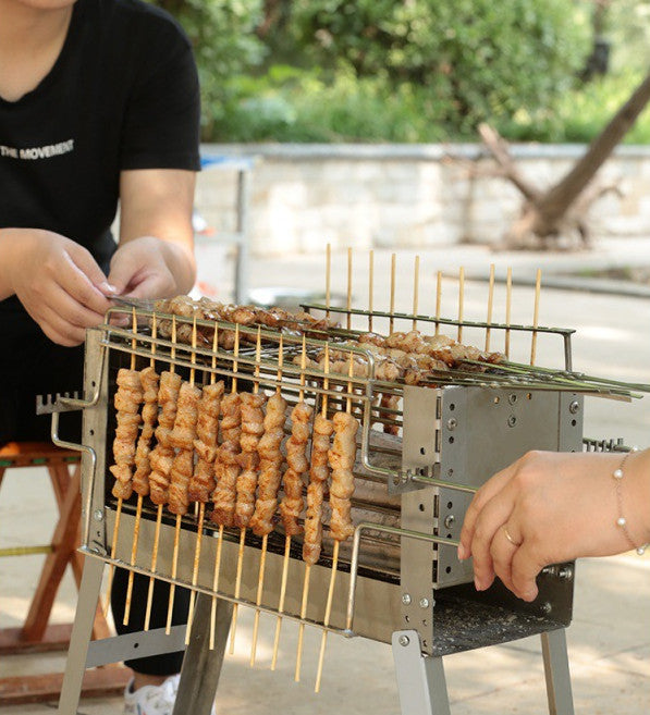 Smokeless Stainless Steel Skewer BBQ Grill – Compact & Efficient for 1-2 People